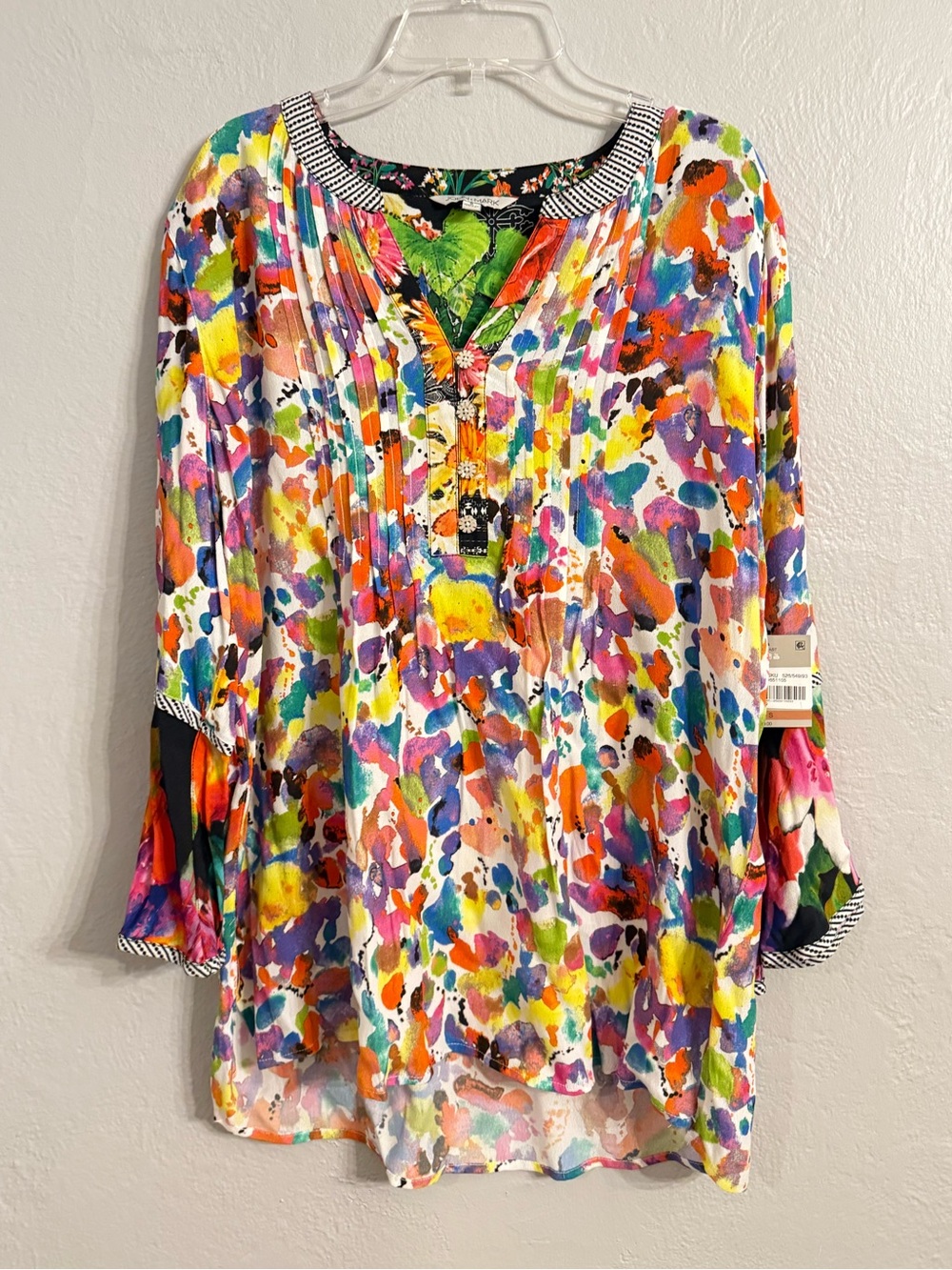 John Mark Bright Multicolor Floral Abstract Print Blouse New With Tags Small